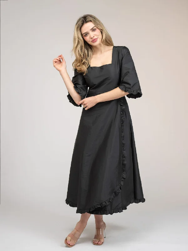 The Waverly Dress | Black Taffeta Soft fabric unclassified dresses