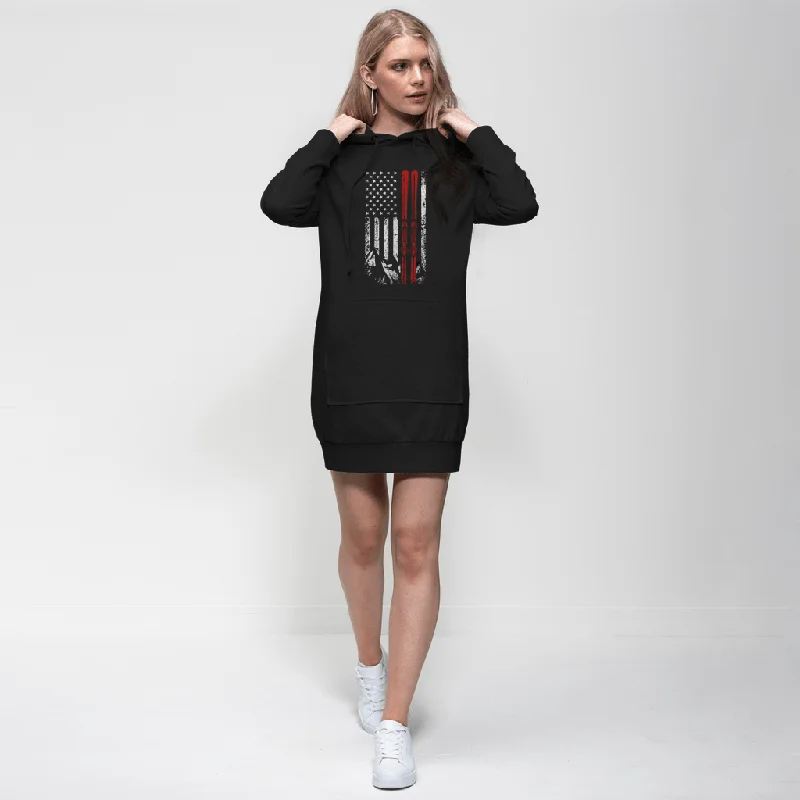 USA Ski Flag Thin Red Line Premium Adult Hoodie Dress Monochrome unclassified dresses