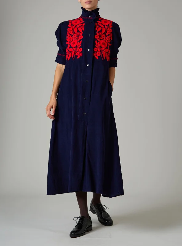 Venetia Dress - Balkanic Embroidery - Navy / Red Beach unclassified dresses