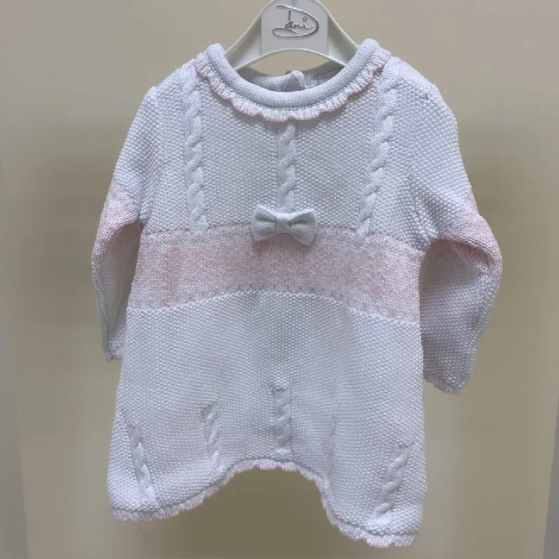 White Pink Bow Fairisle Knitted Dress Luxury unclassified dresses