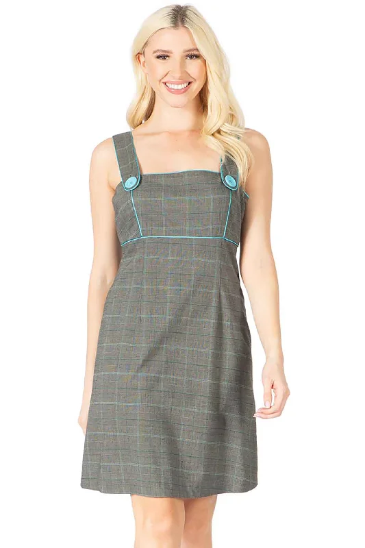 Windowpane Babydoll Overall Dress Silk unclassified dresses