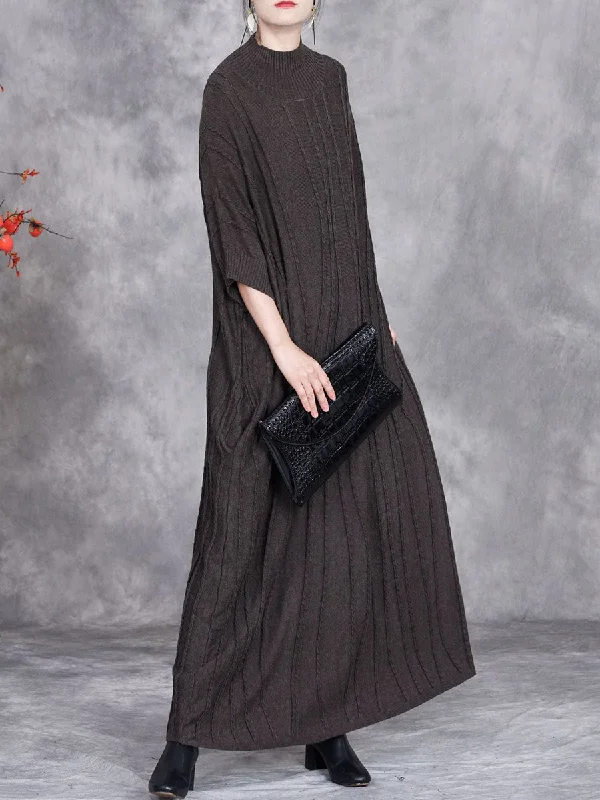 Women Autumn Artsy Jacquard Knitted Half-Turtleneck Dress BA1058 Tulle unclassified dresses