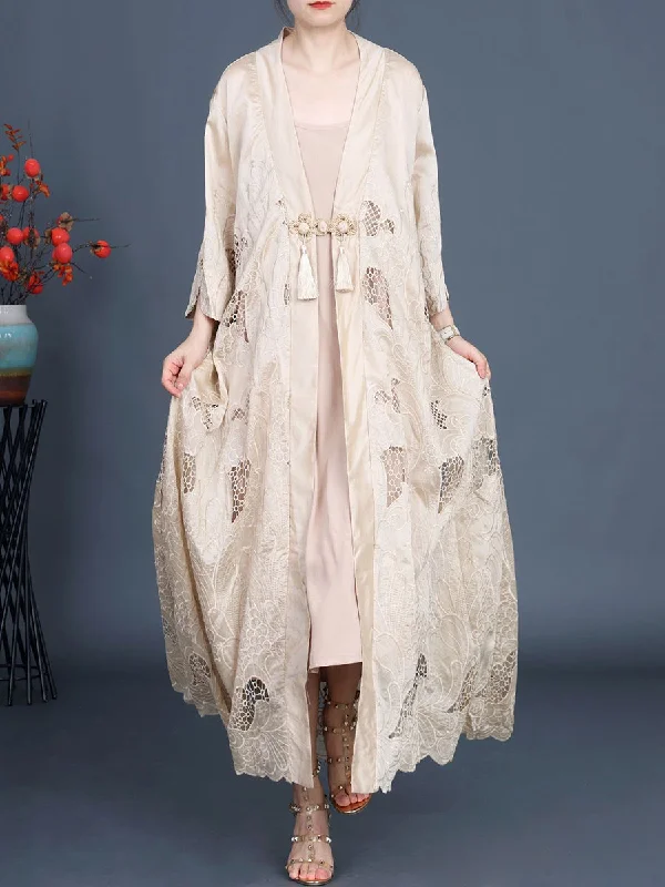 Women Summer Vintage Cutout Tassel Vest Dress+Outwear KL1016 Earthy tone unclassified dresses