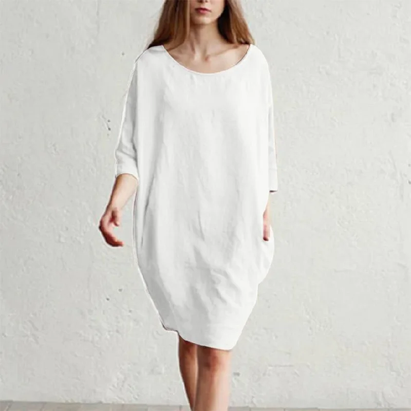 Women's Autumn Casual Cotton Loose Dress With Pockets Affordable unclassified dresses