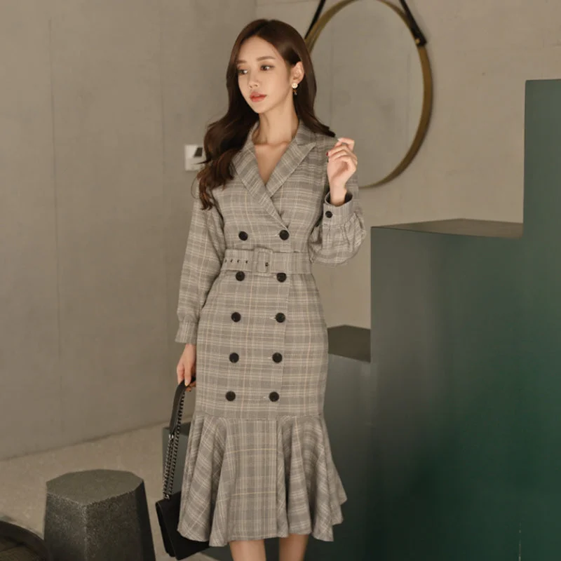 Women's Autumn/Winter Double Breasted Dress Travel unclassified dresses