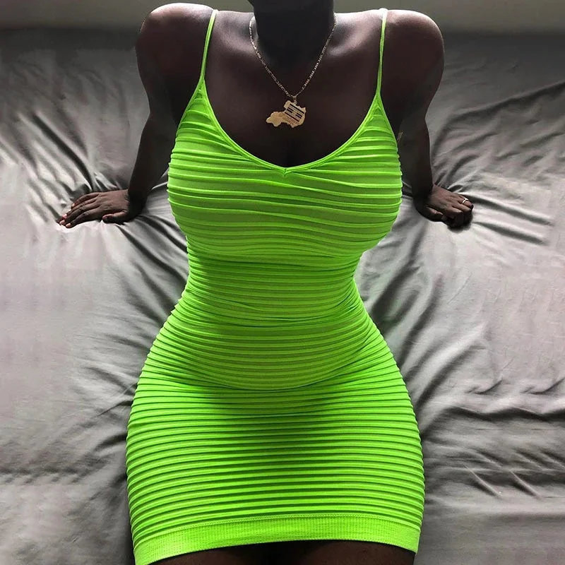 Women's Summer Casual Sheath Neon O-Neck Backless Dress High-end unclassified dresses