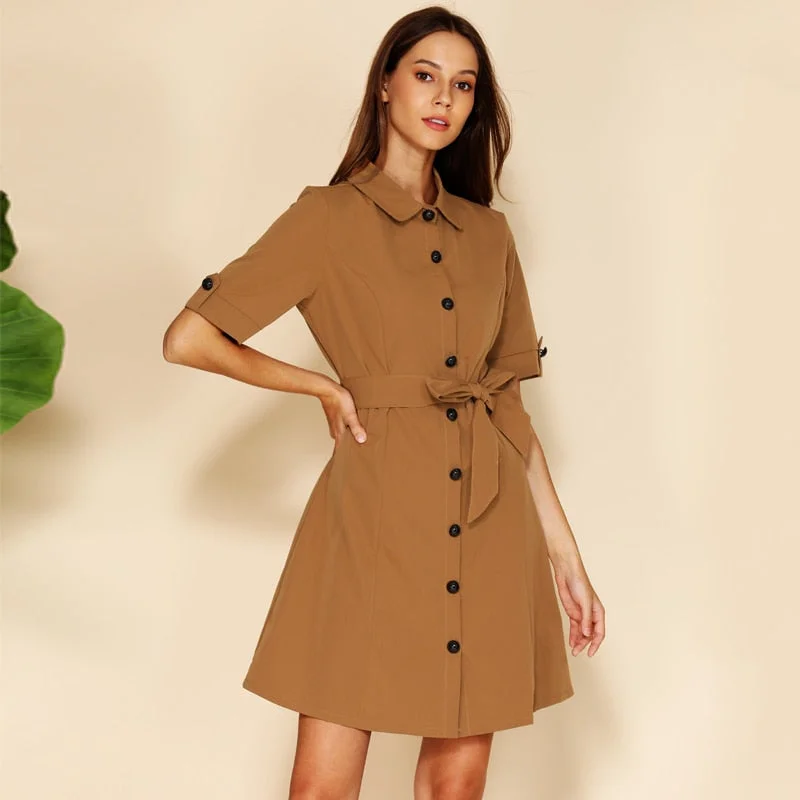 Women's Summer Casual Turn Down Collar Dress Street style unclassified dresses