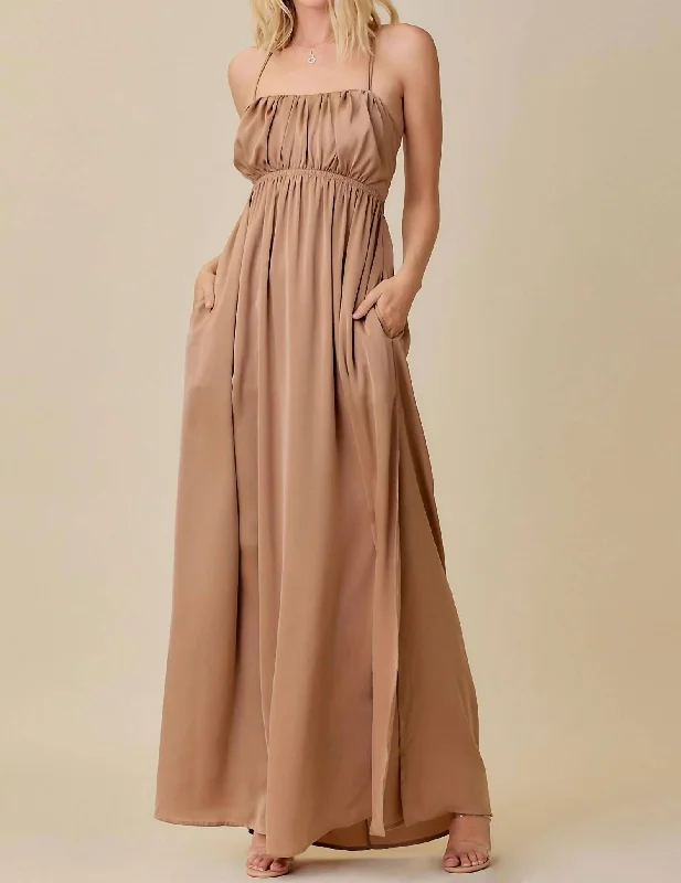 The Wait Is Over Maxi Dress In Latte Velvet Maxi Skirt