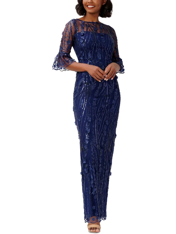 Womens Embellished Long Evening Dress Silk Maxi Skirt