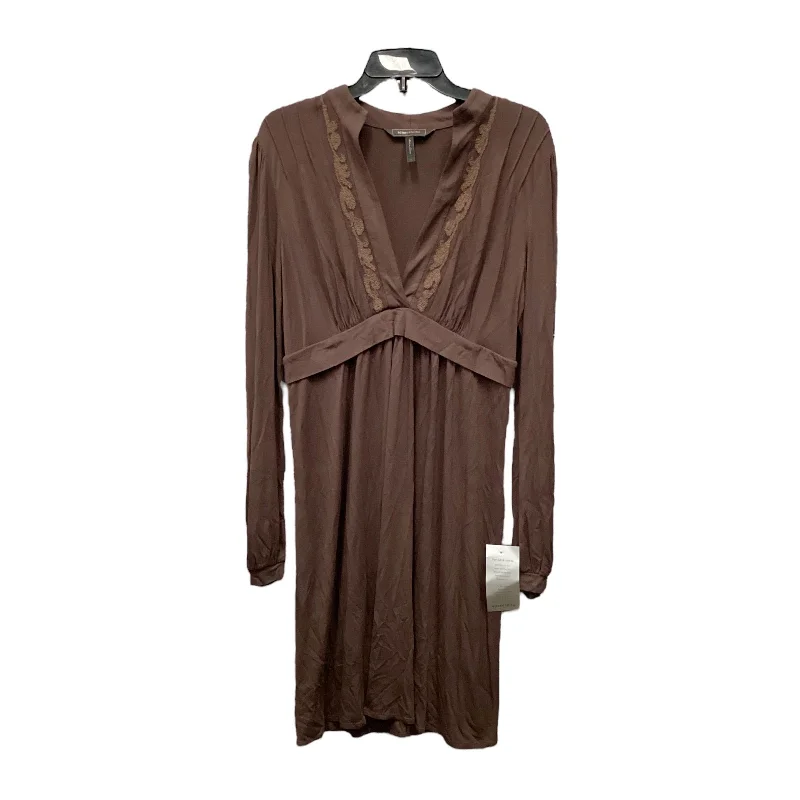 Dress Casual Midi By Bcbgmaxazria In Brown, Size: L Front Button Midi