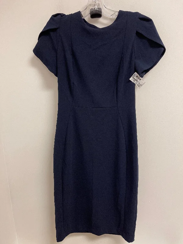 Dress Casual Midi By Calvin Klein In Navy, Size: S Printed Satin Midi